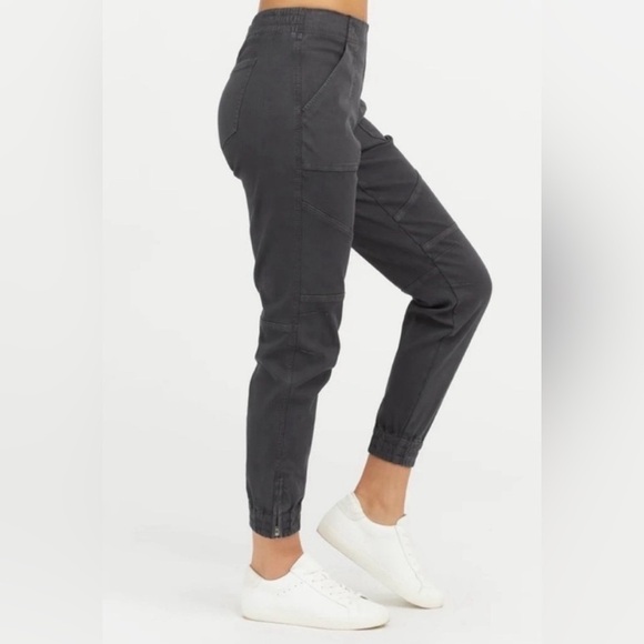 Spanx Gray Stretch Twill Cargo Jogger Ankle Pants #20319R Size L Large - Picture 3 of 11